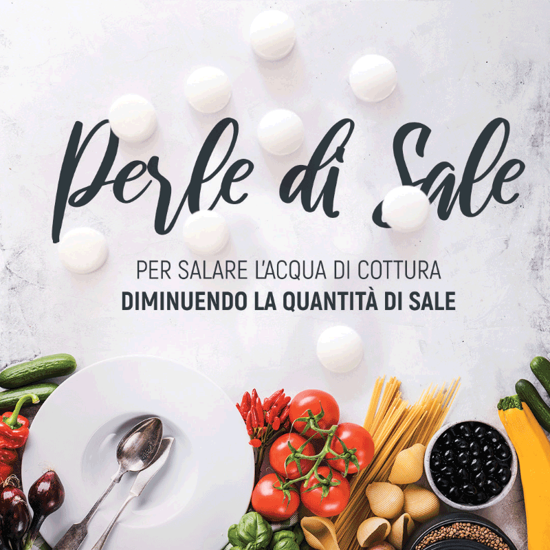 Perle di Sale, the single-dose salt tablets from the hyper-pured salt pans in Volterra, able to flavor any food in boiling water with the perfect amount of daily recommmended salt intake