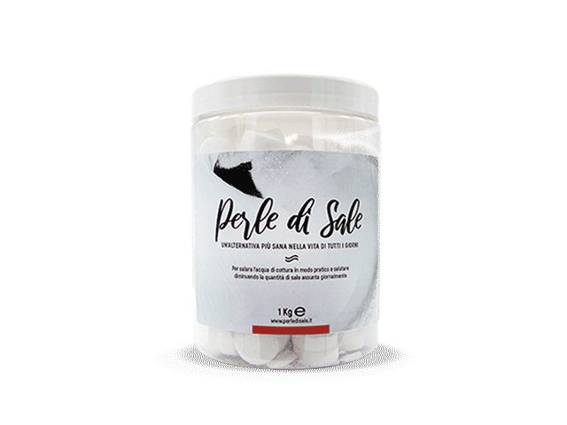 Perle di Sale, the single-dose salt tablets from the hyper-pured salt pans in Volterra, able to flavor any food in boiling water with the perfect amount of daily recommmended salt intake